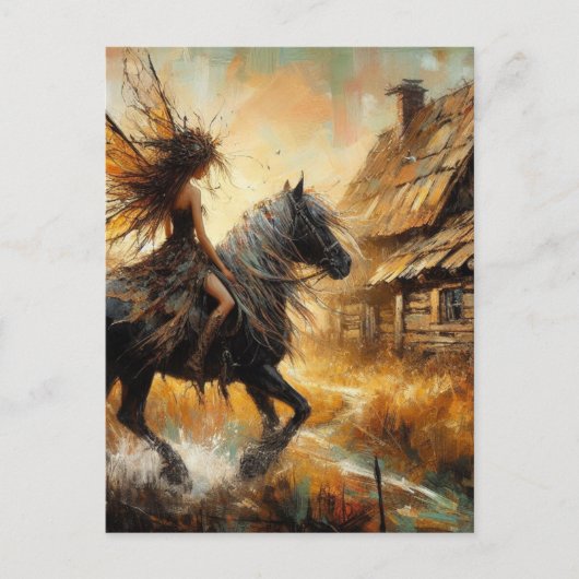 Fairy te paard briefkaart (Voorkant)