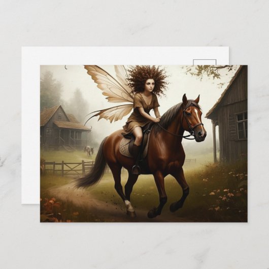 Fairy te paard briefkaart (Voorkant / Achterkant)