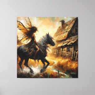 Fairy te paard canvas afdruk