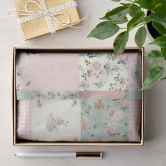 Fairy Tea Party Bloemen Roze Rozen Baby kwekerij Tissuepapier (Geschenk)
