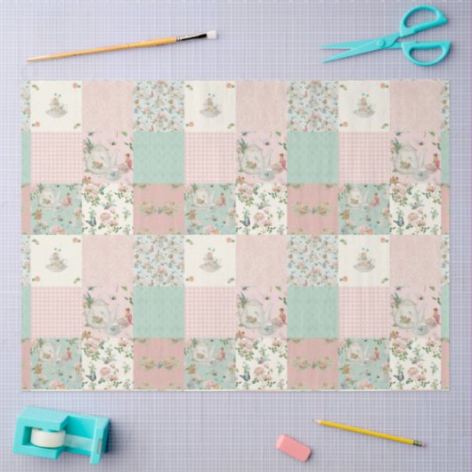 Fairy Tea Party Bloemen Roze Rozen Baby kwekerij Tissuepapier (Craft)