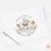Fairy Tea Party Bloemen Welkom Baby Meisje Douche Ronde Sticker (Envelop)