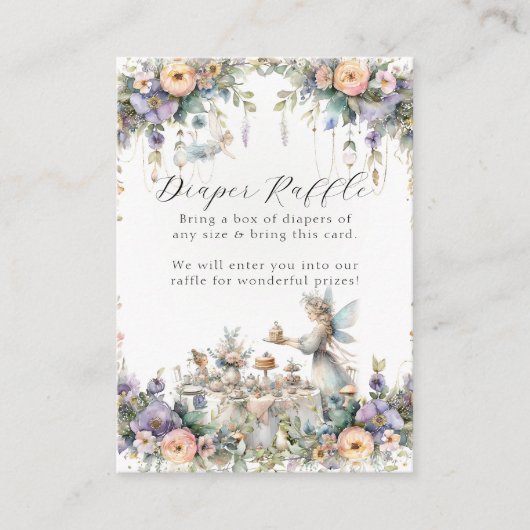 Fairy Tea Party Bloementuin Meisje Baby shower Informatiekaartje (Voorkant)