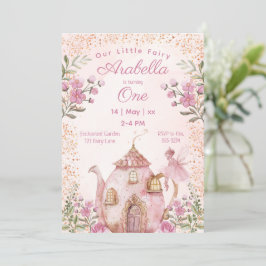 Fairy Tea Party Blush Roze Bloemen Meisje Verjaard Kaart