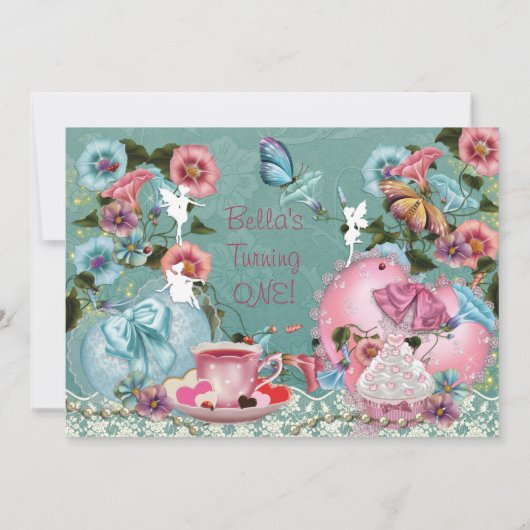 Fairy Tea Party Uitnodigingen Verjaardag (Achterkant)