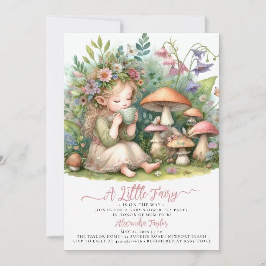 Fairy Tea Wildbloemen Paddenstoelen Baby Meisje Do Kaart (Voorkant)