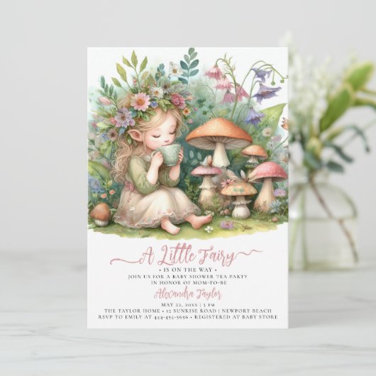 Fairy Tea Wildbloemen Paddenstoelen Baby Meisje Do Kaart (Staand voorkant)