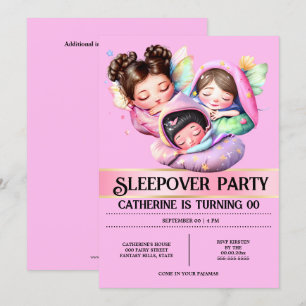 Fairy thema sleepover sluimerfeest meisjes roze kaart