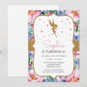 Fairy thema verjaardagsfeestje uitnodiging (Voorkant / Achterkant)