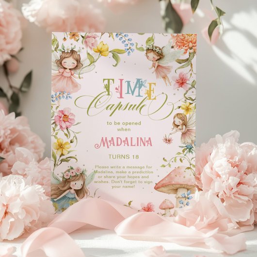 Fairy Time Capsule Bright Wildflower Birthday Poster