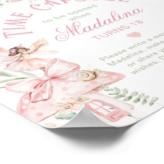 Fairy Time Capsule Whimsical Pink Arch Birthday Poster (Hoek)