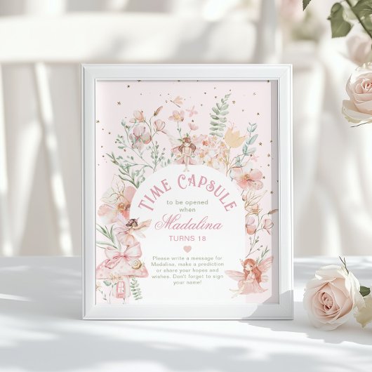 Fairy Time Capsule Whimsical Pink Arch Birthday Poster