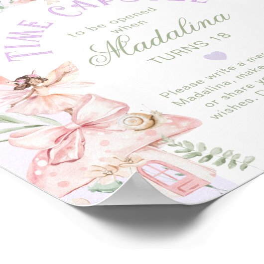 Fairy Time Capsule Whimsical Purple Birthday Poster (Hoek)