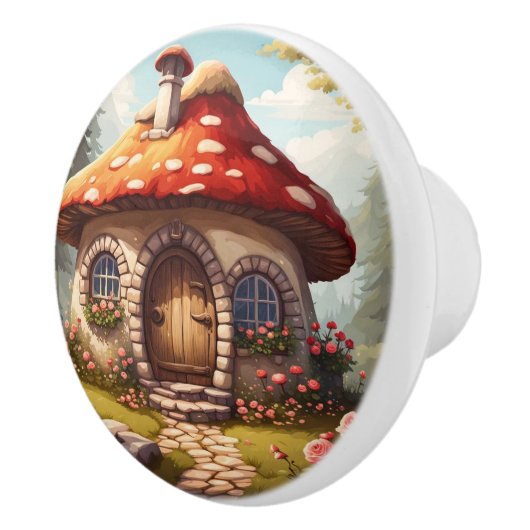 Fairy Toadstool House Keramische Knop (Rechts)