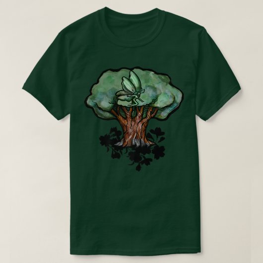 Fairy Tree Art green natuur houdt van feiries drui T-shirt (Design voorkant)