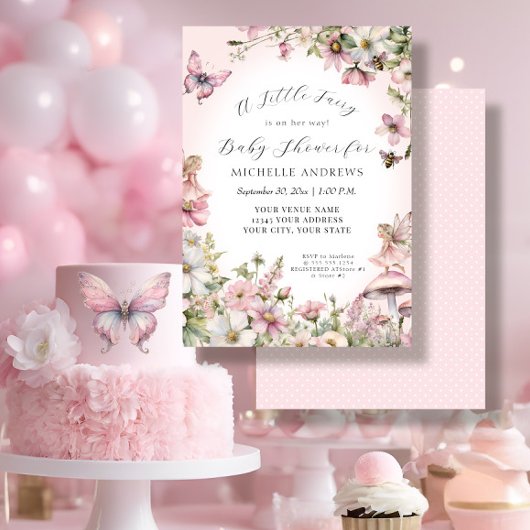 Fairy Tuin Paddestoel Bloemenroze Meisje Baby show Kaart