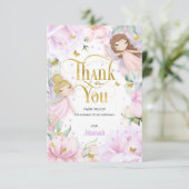 Fairy, tuinbloemen verjaardag bedankkaart (Staand voorkant)