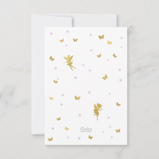 Fairy, tuinbloemen verjaardag bedankkaart (Achterkant)