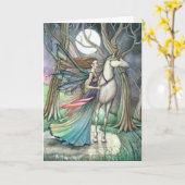 Fairy Unicorn Fantasy Wenskaart Blank Kaart (Gele Bloem)