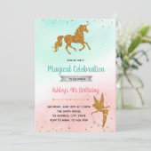 Fairy unicorn silhouette verjaardagsfeest kaart (Staand voorkant)