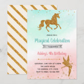 Fairy unicorn silhouette verjaardagsfeest kaart (Voorkant / Achterkant)