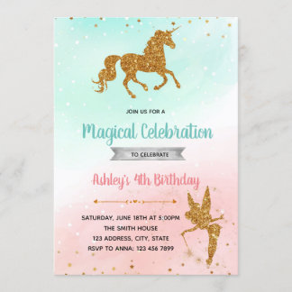 Fairy unicorn silhouette verjaardagsfeest kaart