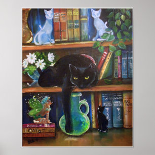 Fairy verbergt een boekenhoesje uit Cat Poster