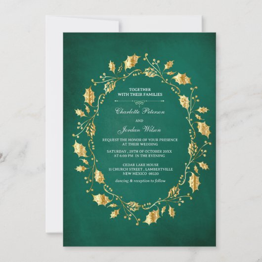 Fairy-verhaal Emerald Green en Gold Royal Wedding Kaart (Voorkant)