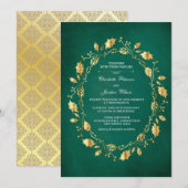 Fairy-verhaal Emerald Green en Gold Royal Wedding Kaart (Voorkant / Achterkant)