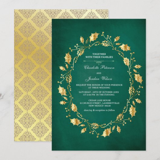 Fairy-verhaal Emerald Green en Gold Royal Wedding Kaart (Voorkant / Achterkant)