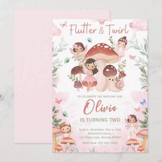 Fairy verjaardag, betoverde grillige tuin bos kaart (Voorkant / Achterkant)