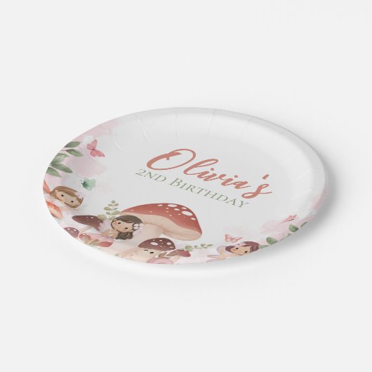 Fairy verjaardag, betoverde grillige tuin bos papieren bordje (Gekanteld)