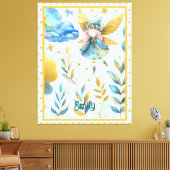 Fairy Verjaardag Blauwgroen Goud Roze Prinses Spro Canvas Afdruk (Insitu (Woonkamer))