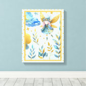 Fairy Verjaardag Blauwgroen Goud Roze Prinses Spro Canvas Afdruk (Insitu (Houten vloer))