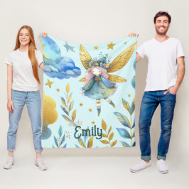 Fairy Verjaardag Blauwgroen Goud Roze Prinses Spro Fleece Deken