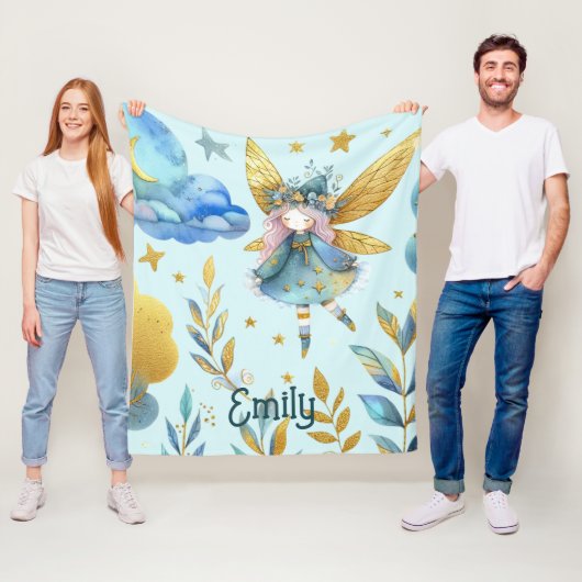 Fairy Verjaardag Blauwgroen Goud Roze Prinses Spro Fleece Deken (In situ)