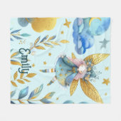 Fairy Verjaardag Blauwgroen Goud Roze Prinses Spro Fleece Deken (Voorkant (Horizontaal))