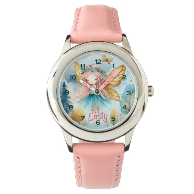 Fairy Verjaardag Blauwgroen Goud Roze Prinses Spro Horloge (Voorkant)