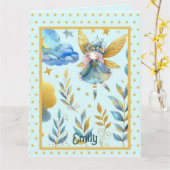 Fairy Verjaardag Blauwgroen Goud Roze Prinses Spro Kaart (Gele Bloem)