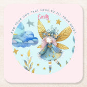 Fairy Verjaardag Blauwgroen Goud Roze Prinses Spro Kartonnen Onderzetters (Voorkant)