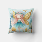 Fairy Verjaardag Blauwgroen Goud Roze Prinses Spro Kussen (Achterkant)