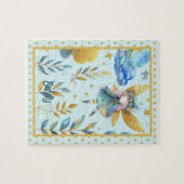 Fairy Verjaardag Blauwgroen Goud Roze Prinses Spro Legpuzzel (Horizontaal)