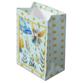 Fairy Verjaardag Blauwgroen Goud Roze Prinses Spro Medium Cadeauzakje (Voorkant Gekanteld)