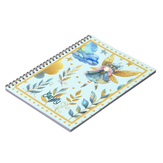 Fairy Verjaardag Blauwgroen Goud Roze Prinses Spro Notitieboek (Linkerzijde)