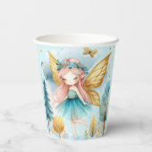 Fairy Verjaardag Blauwgroen Goud Roze Prinses Spro Papieren Bekers (Achterkant)