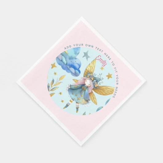 Fairy Verjaardag Blauwgroen Goud Roze Prinses Spro Servet (Hoek)