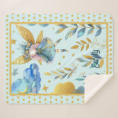 Fairy Verjaardag Blauwgroen Goud Roze Prinses Spro Sherpa Deken (Voorkant (horizontaal))