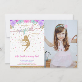 Fairy Verjaardag Foto uitnodiging