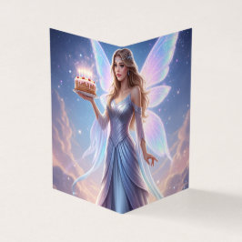 Fairy Verjaardag Kaart met taart - Blank Inside