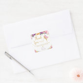 Fairy Verjaardag Roze Paarse Bloemen Dank u Favor Vierkante Sticker (Envelop)